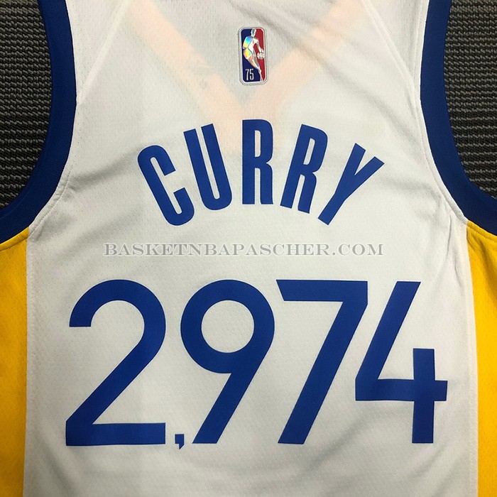 Maillot Golden State Warriors Stephen Curry 2974th 3 Points Blanc